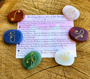 Archangel Guidance Stones NEW Engraved Set of 6 Double-Sided Mixed Gem Divination Healing~ Author Exclusive