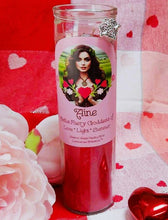 Load image into Gallery viewer, AINE Celtic Goddess of Love &amp; Summer Vigil Intention Candle Apple W/Rose Quartz Rose/Lavender/Vervain Herbal Infusion &amp; Celtic Heart Charm