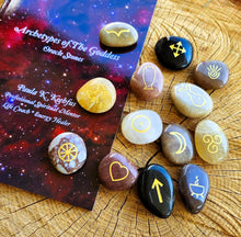 Load image into Gallery viewer, Archetypes of The Goddess Oracle Stones with Booklet &amp; Pouch ~ Precision Engraved