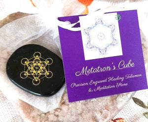 METATRON'S CUBE Palm Stone ~ Miracles Lightbringer Activation w/Romance Card