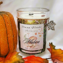 Load image into Gallery viewer, Mabon Sabbat Soy Candle 12 oz Elegant Rowan Woods Collection Druid Awen Witchy 2nd Harvest of Fruit &amp; Trees Festival Autumnal Equinox Apple