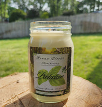 Load image into Gallery viewer, Protection Soy Candle w/Mugwort &amp; Black Tourmaline LG 16 oz, Block Negativity, Energy Cleansing, Banishing, Safe Space Rituals, Patchouli