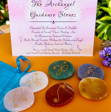 Load image into Gallery viewer, Archangel Guidance Stones Engraved Set of 6 Double-Sided Mixed Gem Divination Healing~ Author Exclusive