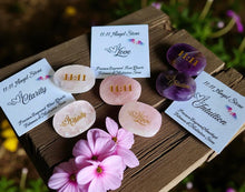 Load image into Gallery viewer, Angel 11:11 Pocket Stone – Double-Sided Crystal for Clarity, Love + Intuition – Quartz, Rose Quartz, Amethyst – Numerology