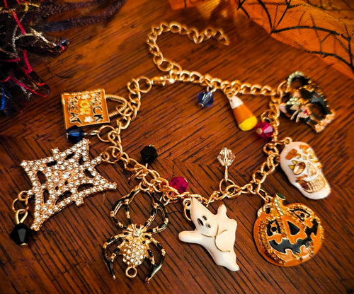 Halloween Charm Bracelet Adjustable Fun Flirty Spooky Costume Jewelry