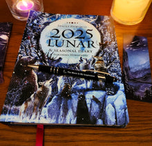 Load image into Gallery viewer, Lunar &amp; Seasonal 2025 Diary by Stacey DeMarco ~ Astrology Moon Phases Wheel of the Year + Bonus Moon Inspiration Pen and Moon Theme Bookmark