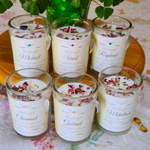 Load image into Gallery viewer, Archangel Intention Jar Candle Pure Eco Soy w/Gems, Roses, Angel Charm ~ Your Choice