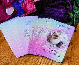 Loving Messages From The Rainbow Bridge ~ 33 Card Oracle Deck & Deluxe Velvet Pouch & RQ Heart ~ Author Exclusive Pet Loss Grief Connect w/Pet In Spirit