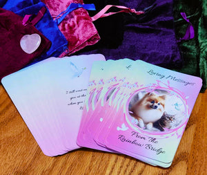 Loving Messages From The Rainbow Bridge ~ 33 Card Oracle Deck & Deluxe Velvet Pouch & RQ Heart ~ Author Exclusive Pet Loss Grief Connect w/Pet In Spirit