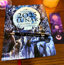 Load image into Gallery viewer, Lunar &amp; Seasonal 2025 Diary by Stacey DeMarco ~ Astrology Moon Phases Wheel of the Year + Bonus Moon Inspiration Pen and Moon Theme Bookmark