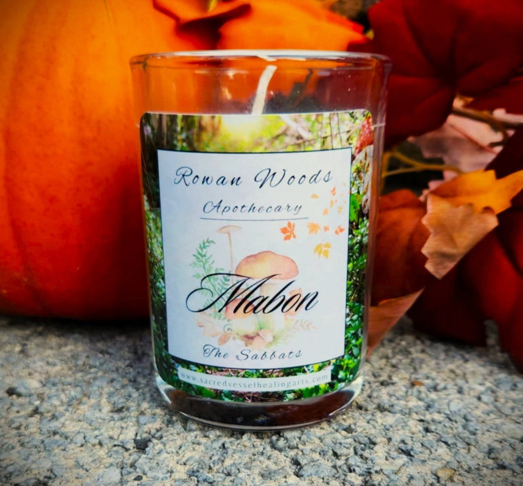Mabon Sabbat Soy Candle 12 oz Elegant Rowan Woods Collection Druid Awen Witchy 2nd Harvest of Fruit & Trees Festival Autumnal Equinox Apple