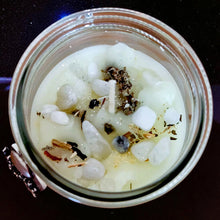 Load image into Gallery viewer, FULL MOON Spell Candle Vigil Ritual W/Moonstones Frankincense Thyme Birch Moon Herbs Herbal Infused Lunar Charm