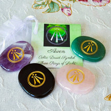 Load image into Gallery viewer, AWEN Druid Inspiration Stone Gemstone Talisman Meditation Crystal~ Choose Amethyst Aventurine Rose Quartz Obsidian w/Description Card 3 Rays