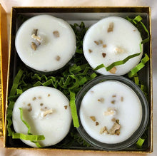 Load image into Gallery viewer, White Sage Tealight Soy Candles Box of 4 &amp; Glass Holder Organic Cleansing Clearing Purify Protection