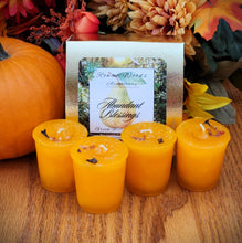 Load image into Gallery viewer, Abundant Blessings Candles Thanksgiving Altar Votives Ritual Box of 4 Cinnamon Orange Pear ~ Carnelian/ Clove Abundance Gratitude Family