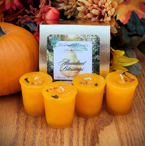 Abundant Blessings Candles Thanksgiving Altar Votives Ritual Box of 4 Cinnamon Orange Pear ~ Carnelian/ Clove Abundance Gratitude Family