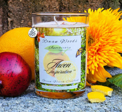 AWEN Soy Candle 12oz – Druid Ritual Tool for Inspiration & Creativity | Witch Altar Decor for Bards, Ovates, Druids, Meditation, Ceremony
