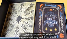 Load image into Gallery viewer, Blackbird Oracle 52 Card Deck w/Guidebook +Bonuses- Symbolic Flying Key &amp; Mini Resin Blackbird/Raven Figurine Discovery of Witches All Souls