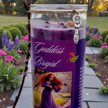 Load image into Gallery viewer, Brigid Creativity Goddess Candle Coco Soy Hand Poured, Lemon Lavender, Rowan Berries and Twig, Amethyst &amp; Citrine, Celtic Bardic Druidism