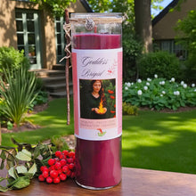 Load image into Gallery viewer, Brigid Fire Goddess Candle Elegant Coco Soy, Pomegranate, Rowan Berries, Garnet, Healing, Renewal, Witch, Triskele Charm, Rowan Twig, Celtic