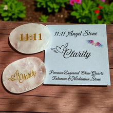 Load image into Gallery viewer, Angel 11:11 Pocket Stone – Double-Sided Crystal for Clarity, Love + Intuition – Quartz, Rose Quartz, Amethyst – Numerology