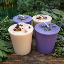Load image into Gallery viewer, Practical Magic Soy Votive Candles, Amethyst Lavender &amp; Garnet Rose Petals (Set of 4) Inspired