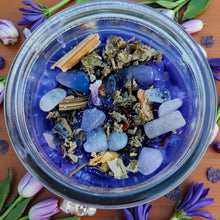 Load image into Gallery viewer, DIANA Fixed Candle Moon Goddess Greek Vigil Ritual W/Moonstones Lavender Ylang Herbal Infused Mugwort Chamomile Mint &amp; Lunar Charm