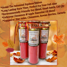 Load image into Gallery viewer, Mabon Autumnal Equinox Sabbat Candle, Druid Witch Altar, Second Harvest, Cinnamon Apple Garnet Anise, Abundance