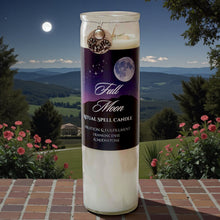 Load image into Gallery viewer, New Moon &amp; Full Moon Ritual Spell Candles w/Moonstones, Mugwort, Patchouli/ Cedar or Frankincense and Rosemary, Coconut Soy