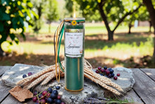 Load image into Gallery viewer, Lammas Lughnasadh Sabbat Candle, Druid Witch Altar, Grain Harvest, Citron/Lavender/Ylang, Aventurine, Herbs, Abundance w/ Sunflower Bracelet