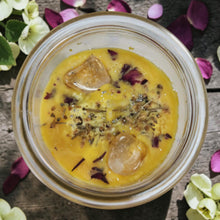 Load image into Gallery viewer, Litha Summer Solstice Sabbat Candle Druid Witch Altar Longest Day of Year, Citrine Elder Flower Tangerine Citrus Bumble Bee Charm
