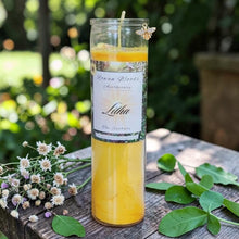 Load image into Gallery viewer, Litha Summer Solstice Sabbat Candle Druid Witch Altar Longest Day of Year, Citrine Elder Flower Tangerine Citrus Bumble Bee Charm
