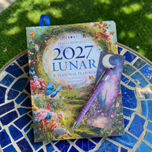Load image into Gallery viewer, Lunar &amp; Seasonal 2027 Diary by Stacey DeMarco ~ Astrology Moon Phases Wheel of the Year + Bonus Moon Inspiration Pen and Moon Theme Bookmark