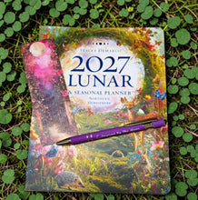 Load image into Gallery viewer, Lunar &amp; Seasonal 2027 Diary by Stacey DeMarco ~ Astrology Moon Phases Wheel of the Year + Bonus Moon Inspiration Pen and Moon Theme Bookmark