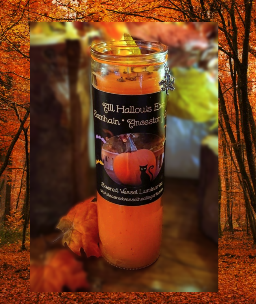 SAMHAIN All Hallows Eve Candle-Halloween Jar Vigil Candle Ancestor Night Hecate's Night Orange Pumpkin or Black Anise NEW 2024