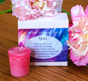 REIKI Candles & Journal Gift Set ~ Soy Jar Candle ~ Beautiful Lined Journal ~ Set of 4 Votives ~ Energy Healing ~ Students ~ Teacher