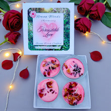 Load image into Gallery viewer, Love Attraction Candle 12 oz Soy Jar or Set of 4 Tealights Rowan Woods Collection