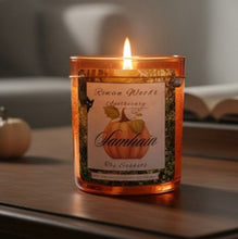 Load image into Gallery viewer, Halloween Samhain Candle 13oz Ltd Ed Orange Glass Pumpkin Soy, Witch Altar Ritual Sabbat, Wicca Wheel of the Year, Ancestral Magic