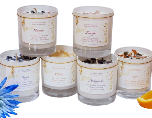 Cosmic Starseed Soy Candles ~ Andromeda Pleiades Lyra Orion Sirius Arcturus ~ 6 Beautiful Options ~ Gems & Herbs