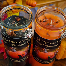 Load image into Gallery viewer, SAMHAIN All Hallows Eve Candle-Halloween Jar Vigil Candle Ancestor Night Hecate&#39;s Night Orange Pumpkin or Black Anise NEW 2024