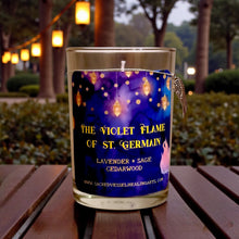 Load image into Gallery viewer, Violet Flame Limited Edition Soy LG 3&quot;x4&quot; Jar Candle~Ascension~St. Germain~ Encourage Hope