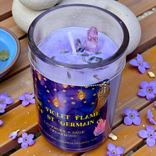 Load image into Gallery viewer, Violet Flame Limited Edition Soy LG 3&quot;x4&quot; Jar Candle~Ascension~St. Germain~ Encourage Hope
