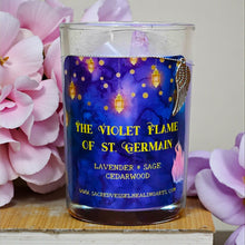Load image into Gallery viewer, Violet Flame Limited Edition Soy LG 3&quot;x4&quot; Jar Candle~Ascension~St. Germain~ Encourage Hope