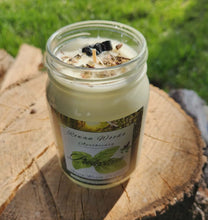 Load image into Gallery viewer, Protection Soy Candle w/Mugwort &amp; Black Tourmaline LG 16 oz, Block Negativity, Energy Cleansing, Banishing, Safe Space Rituals, Patchouli