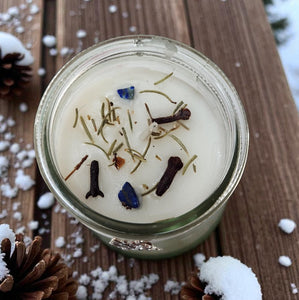 YULETIDE or WINTER SOLSTICE Jar Vigil Candle w/Herbs/Gemstones~ Choice