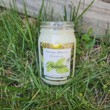 Load image into Gallery viewer, Protection Soy Candle w/Mugwort &amp; Black Tourmaline LG 16 oz, Block Negativity, Energy Cleansing, Banishing, Safe Space Rituals, Patchouli
