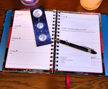 Load image into Gallery viewer, Lunar &amp; Seasonal 2025 Diary by Stacey DeMarco ~ Astrology Moon Phases Wheel of the Year + Bonus Moon Inspiration Pen and Moon Theme Bookmark