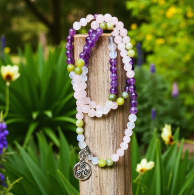 BRIGID'S HEALING Mala Prayer Beads Limited Edition Elastic Genuine Irish Connemara Marble & Gems