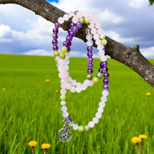 Load image into Gallery viewer, BRIGID&#39;S HEALING Mala Prayer Beads Limited Edition Elastic Genuine Irish Connemara Marble &amp; Gems