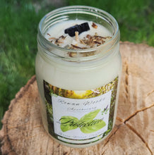 Load image into Gallery viewer, Protection Soy Candle w/Mugwort &amp; Black Tourmaline LG 16 oz, Block Negativity, Energy Cleansing, Banishing, Safe Space Rituals, Patchouli